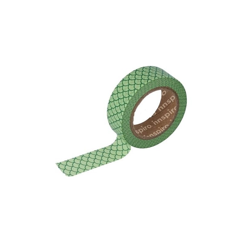 Cinta Adhesiva Washi Tape, Escamas Verde